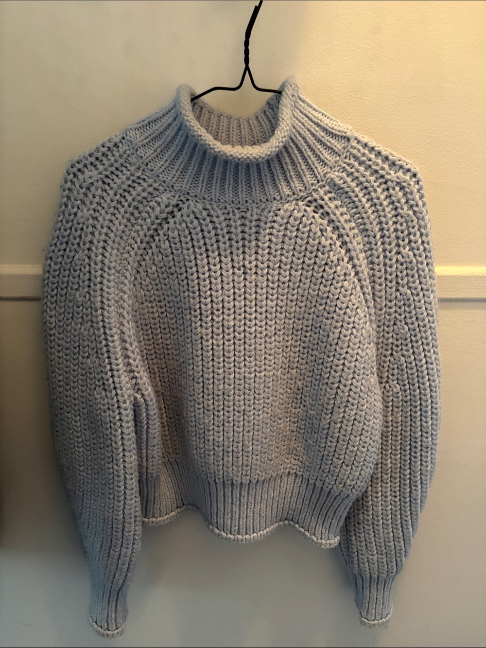 H&M Light Blue Chunky Knit Turtleneck Sweater